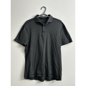 Lululemon Evolution Polo Golf Shirt Mens Grey Pique Performance Short Sleeve